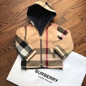 Boys plaid rain jacket reversible.